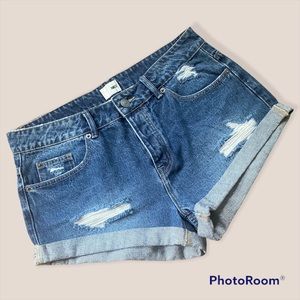 NEW Amuse Society Sz 28 Button Fly Cuffed Denim Shorts